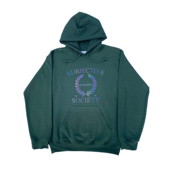 SUBJECTIVE SOCIETY GREEN/IRIDESCENT SIGNATURE LOGO HOODIE - Picture 1 of 1